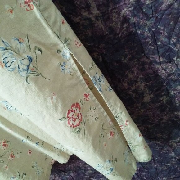 Vintage 90s White Stag Linen Floral Maxi Dress XL Pin-Tucks Side-Slits Belted - Picture 7 of 13